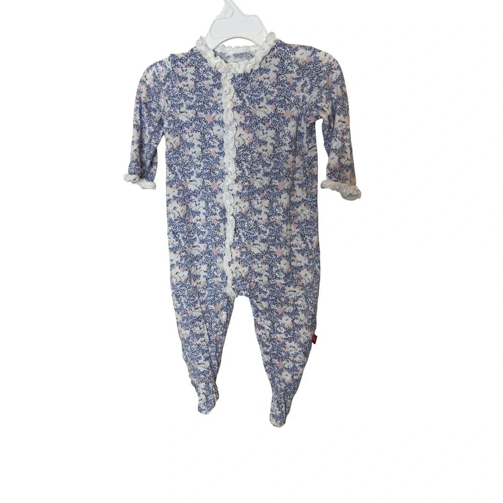 Magnetic Me Sleeper Baby Girls 3-6 Months Blue Bunny Floral Modal Magnetic